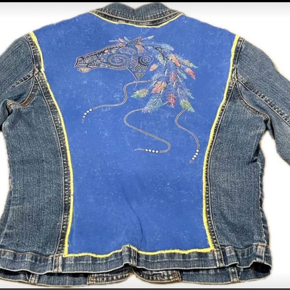 a.n.a Blue Jean Jacket with Horse Design